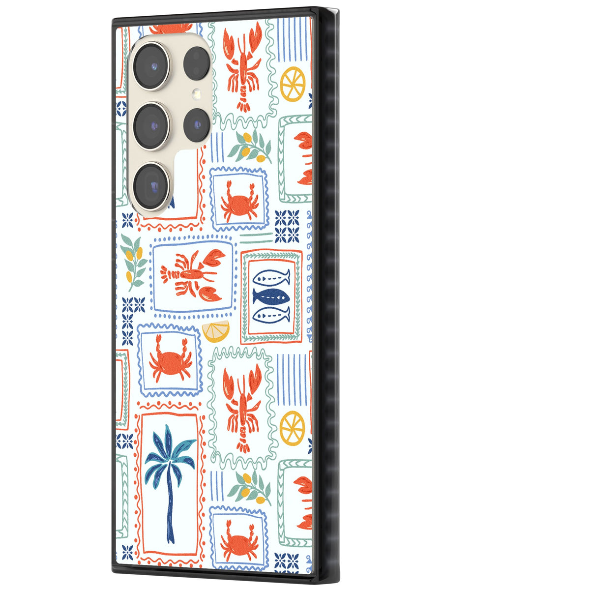 Seaside Stamps Samsung S22 Ultra / Samsung S23 Ultra / Samsung S24 Ultra Impact Black Phone Case side