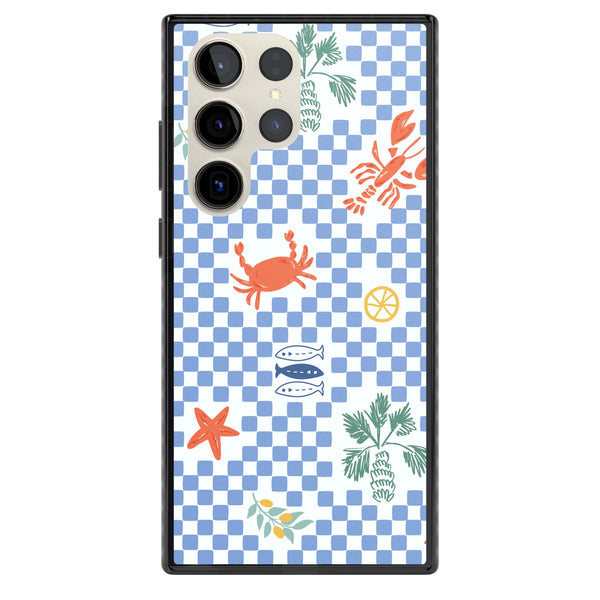 Blue Check Coastal Motifs