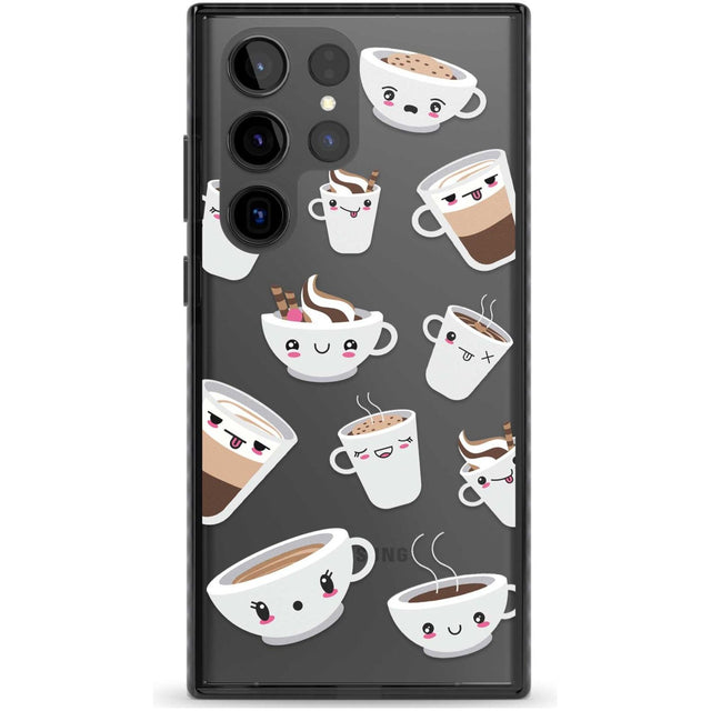Coffee Faces Phone Case Samsung S22 Ultra / Black Impact Case,Samsung S23 Ultra / Black Impact Case Blanc Space