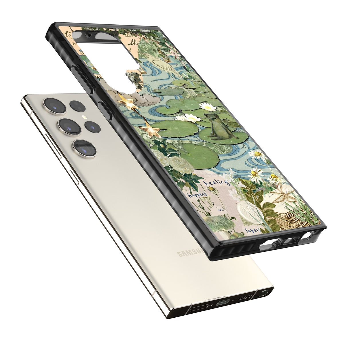 Lily Pad River Samsung S22 Ultra / Samsung S23 Ultra / Samsung S24 Ultra Impact Black Phone Case angled