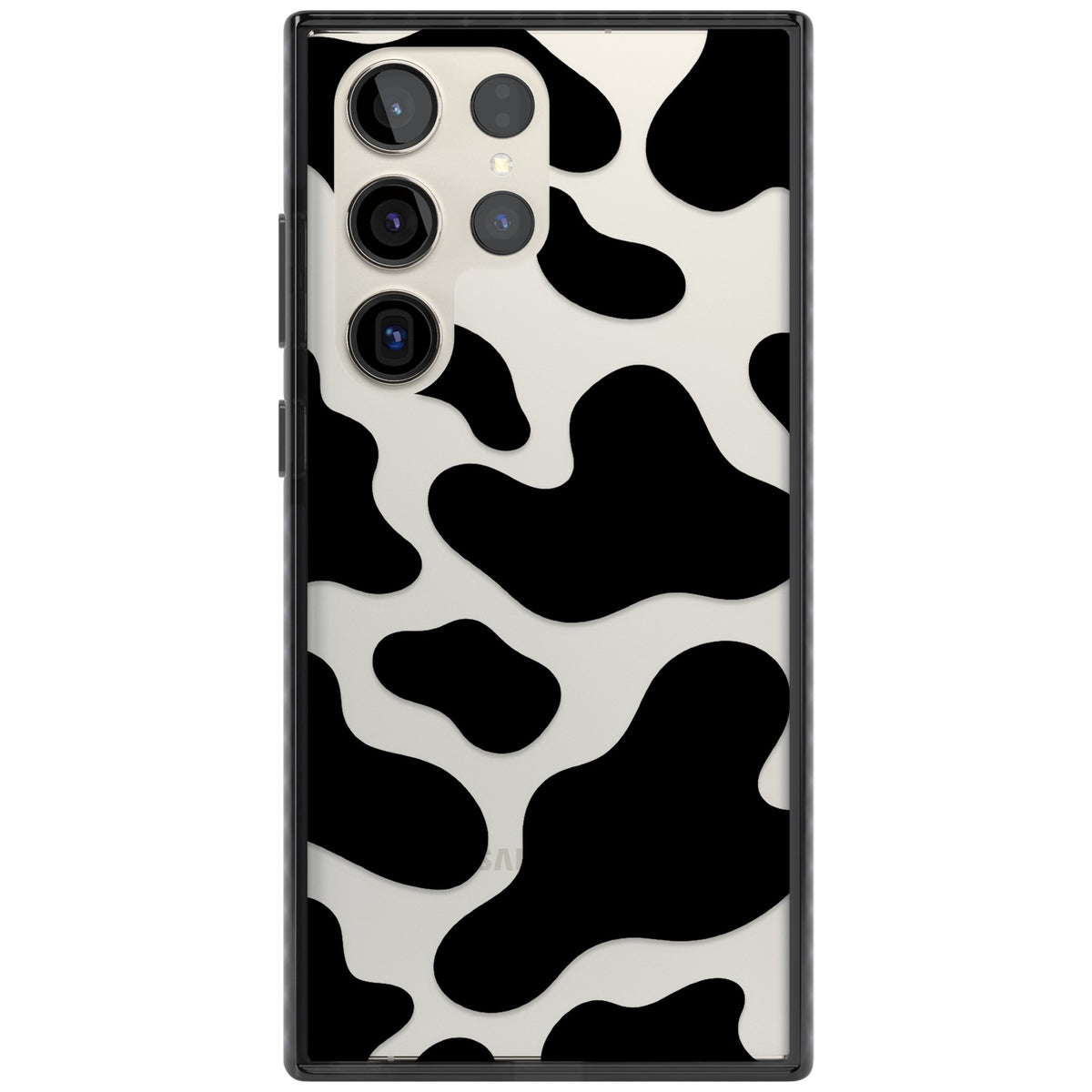 Clear Cow Print Samsung S22 Ultra / Samsung S23 Ultra / Samsung S24 Ultra Impact Black Phone Case front