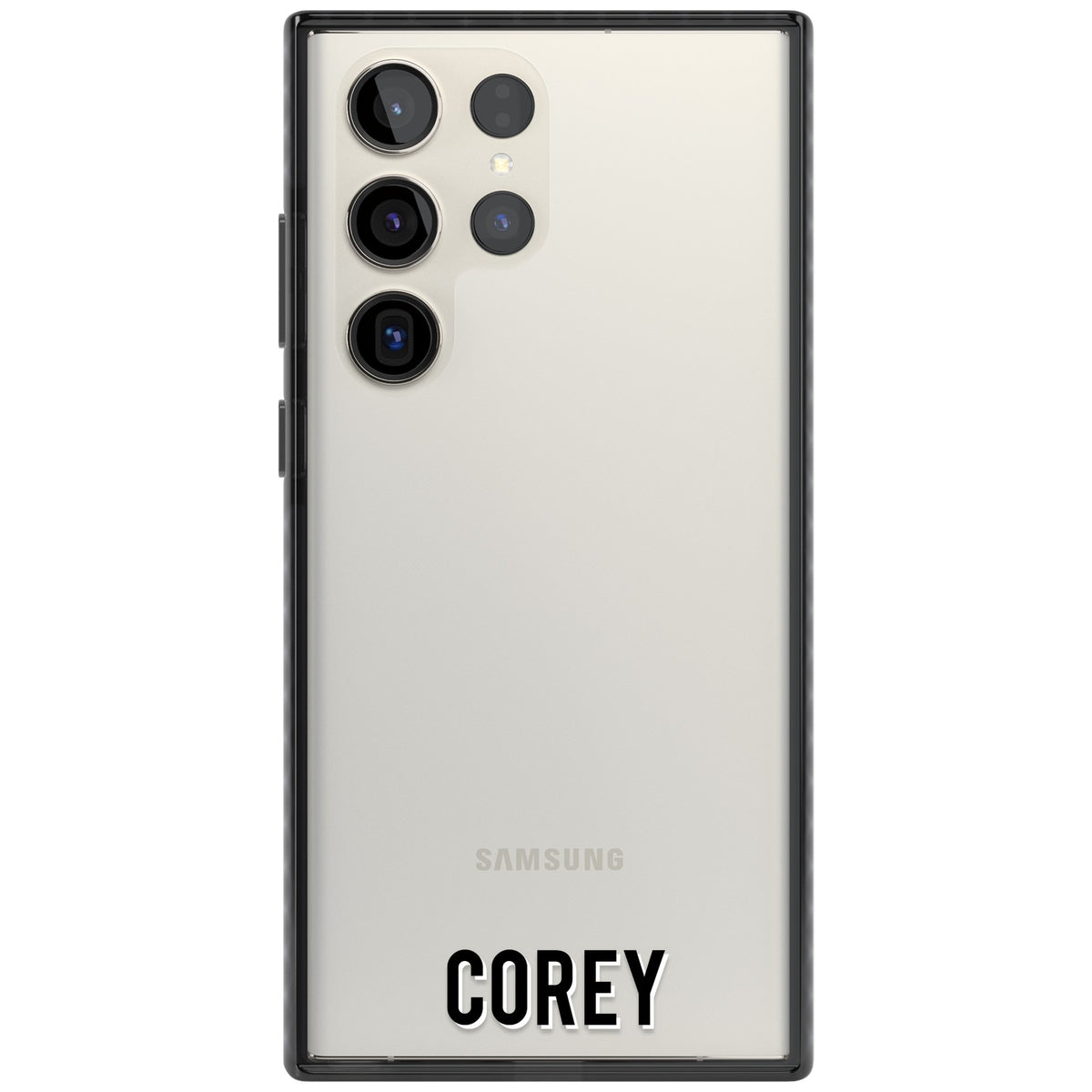 Personalised Name (Bottom) Samsung S22 Ultra / Samsung S23 Ultra / Samsung S24 Ultra Impact Black Phone Case front