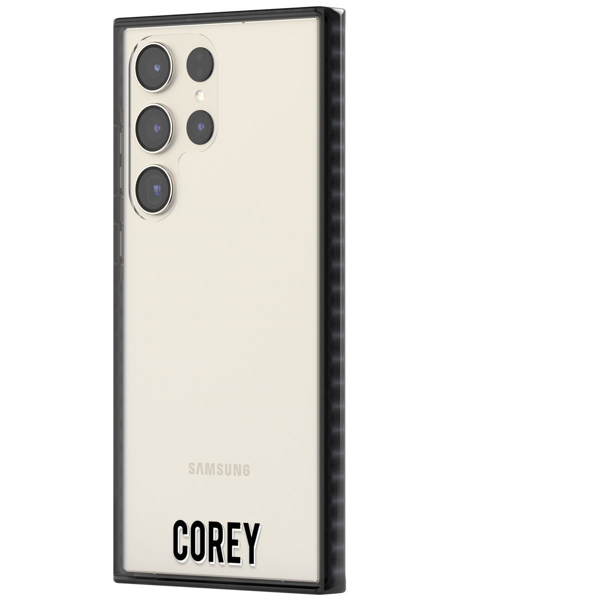 Personalised Name (Bottom) Samsung S22 Ultra / Samsung S23 Ultra / Samsung S24 Ultra Impact Black Phone Case side