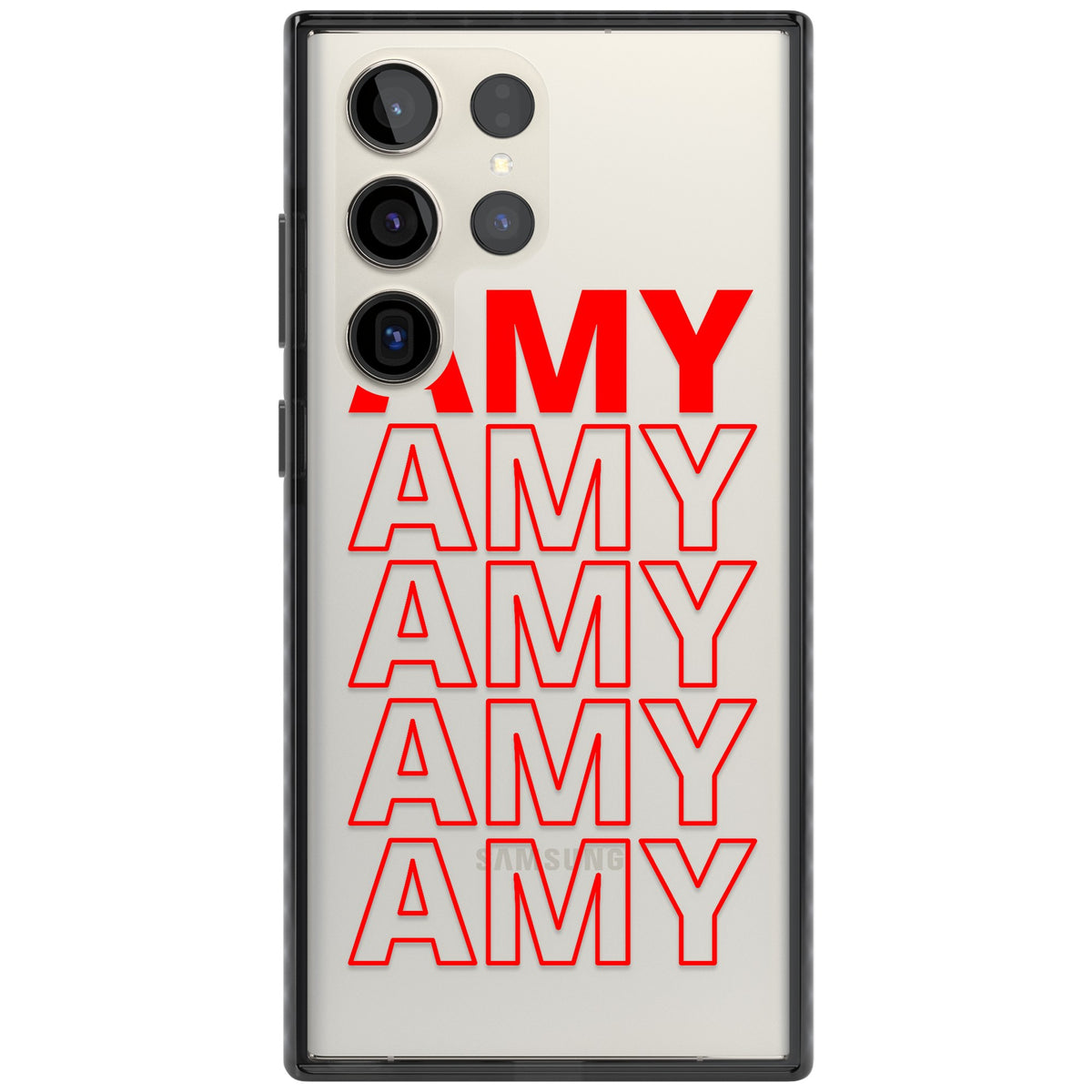 Personalised Bold Name Repeat Samsung S22 Ultra / Samsung S23 Ultra / Samsung S24 Ultra Impact Black Phone Case front
