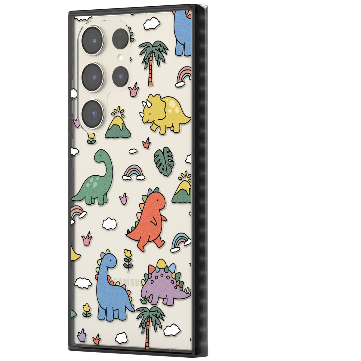 Cute Dino Pattern Samsung S22 Ultra / Samsung S23 Ultra / Samsung S24 Ultra Impact Black Phone Case side