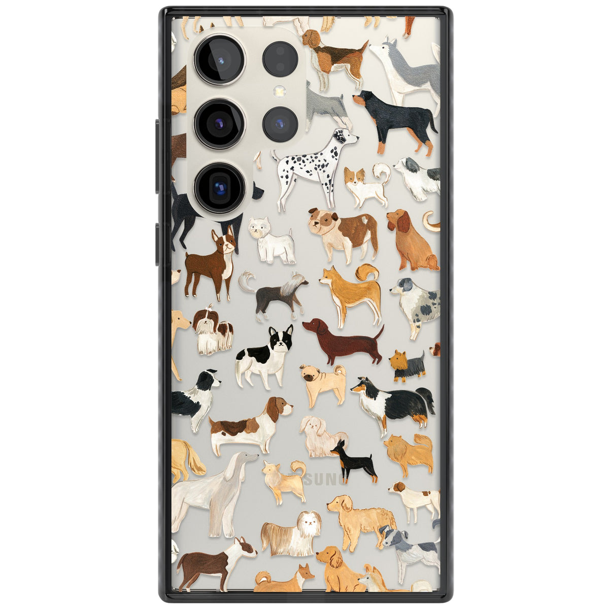 Hand Painted Dogs Samsung S22 Ultra / Samsung S23 Ultra / Samsung S24 Ultra Impact Black Phone Case front