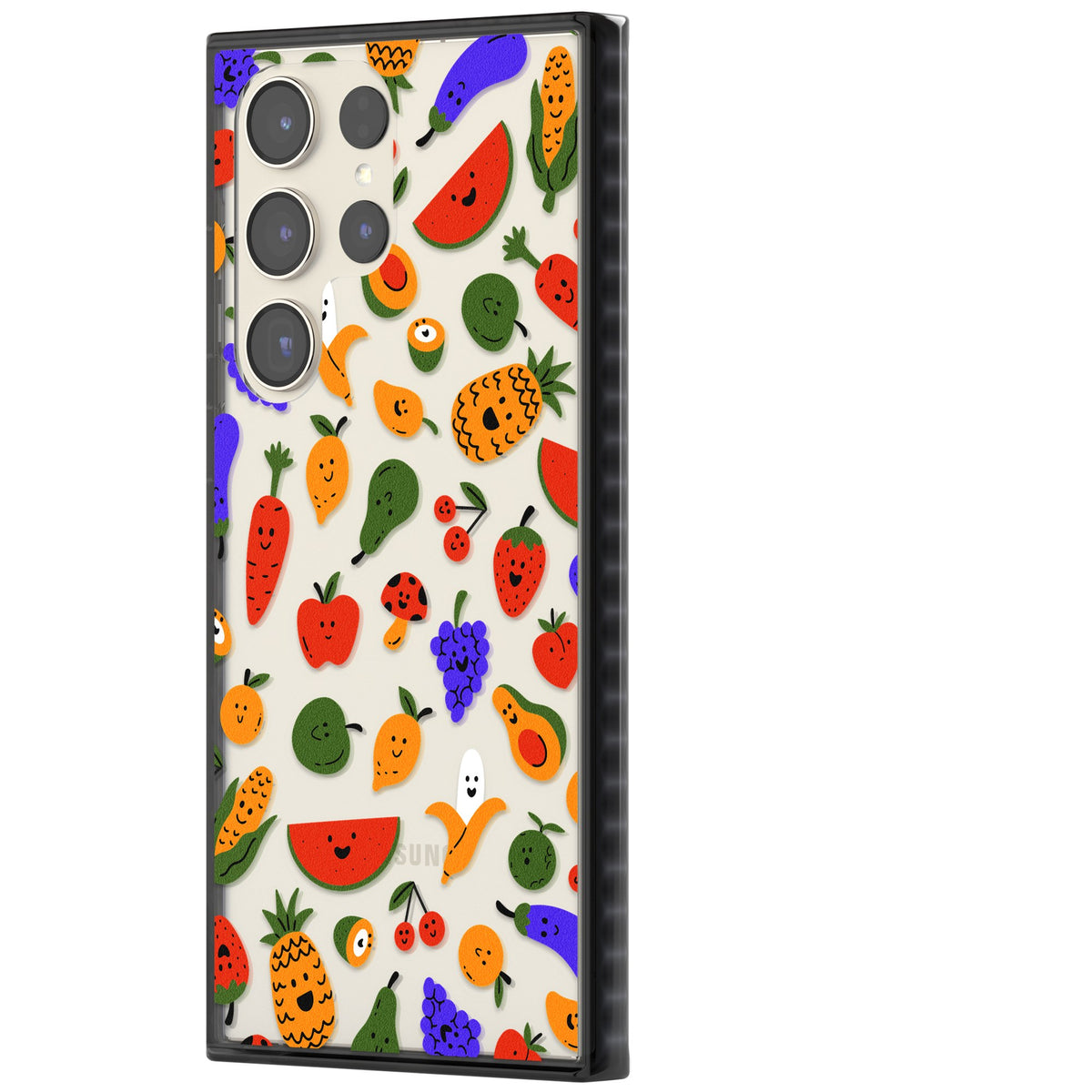 Playful Fruit Kawaii Samsung S22 Ultra / Samsung S23 Ultra / Samsung S24 Ultra Impact Black Phone Case side
