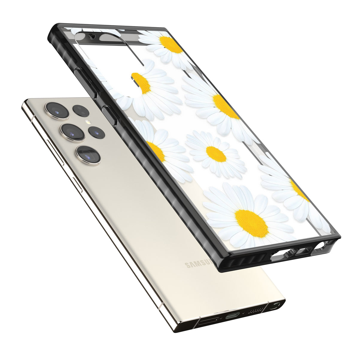 Summer Daisy Samsung S22 Ultra / Samsung S23 Ultra / Samsung S24 Ultra Impact Black Phone Case angled