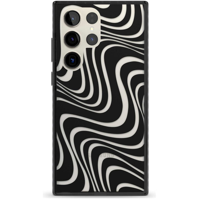 Abstract Waves Phone Case Samsung S22 Ultra / Black Impact Case,Samsung S23 Ultra / Black Impact Case Blanc Space