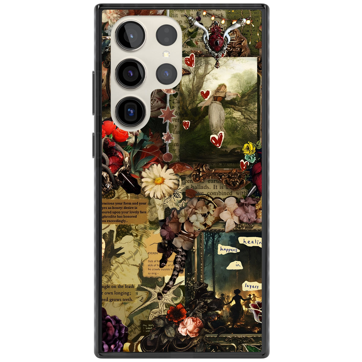 Textbook Romance Collage Samsung S22 Ultra / Samsung S23 Ultra / Samsung S24 Ultra Impact Black Phone Case front