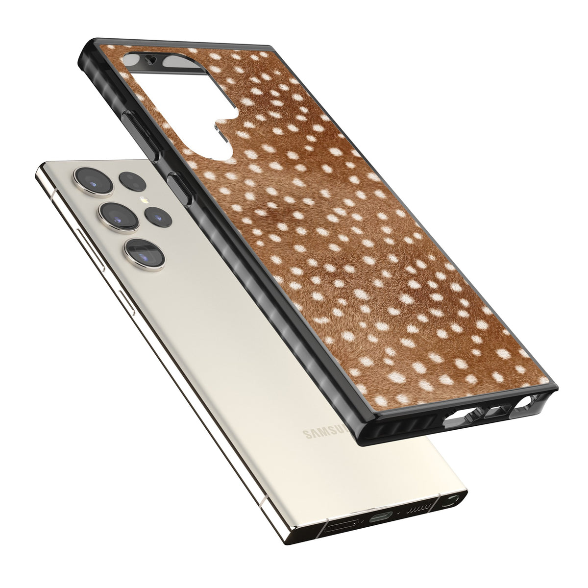 Deer Print Samsung S22 Ultra / Samsung S23 Ultra / Samsung S24 Ultra Impact Black Phone Case angled