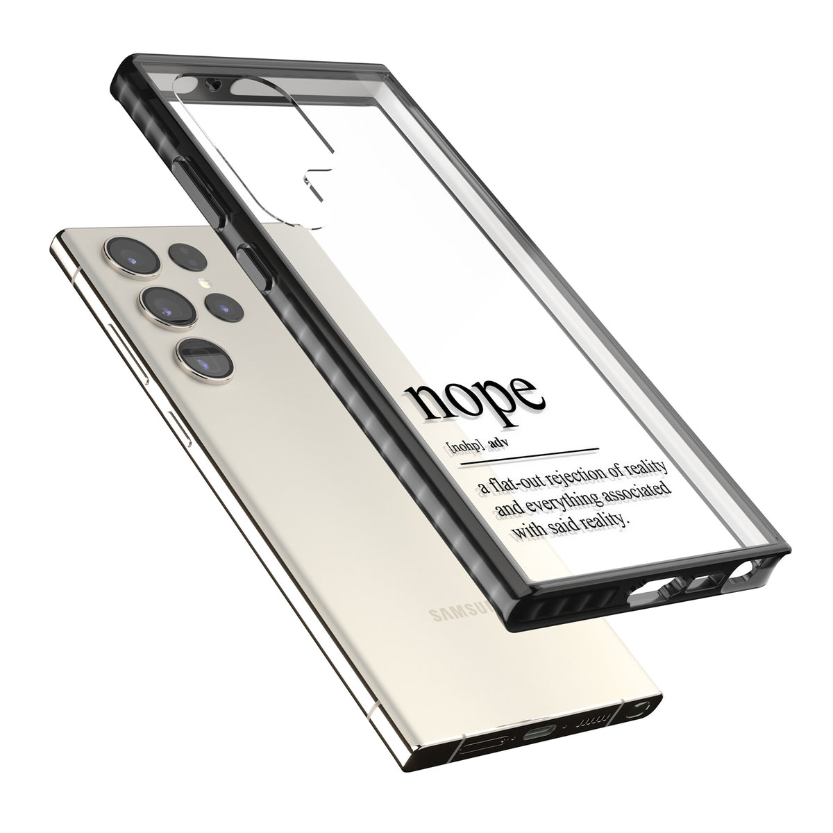 Nope Samsung S22 Ultra / Samsung S23 Ultra / Samsung S24 Ultra Impact Black Phone Case angled