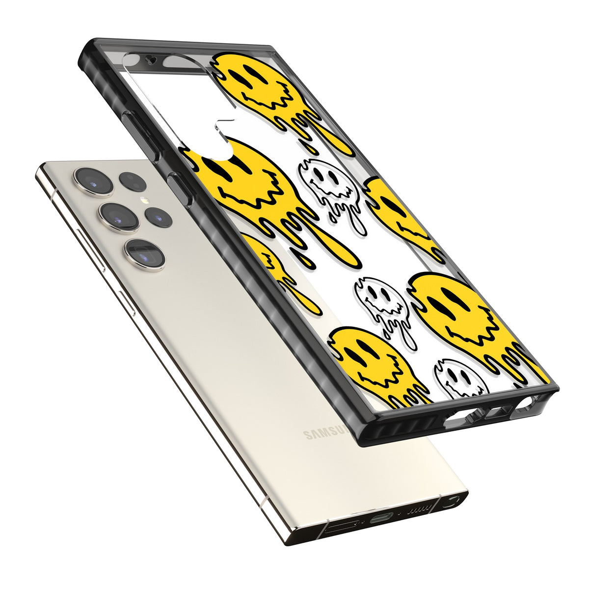 Face Melt Samsung S22 Ultra / Samsung S23 Ultra / Samsung S24 Ultra Impact Black Phone Case angled