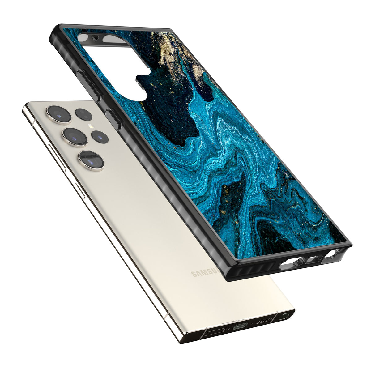 Saphire Lagoon Samsung S22 Ultra / Samsung S23 Ultra / Samsung S24 Ultra Impact Black Phone Case angled