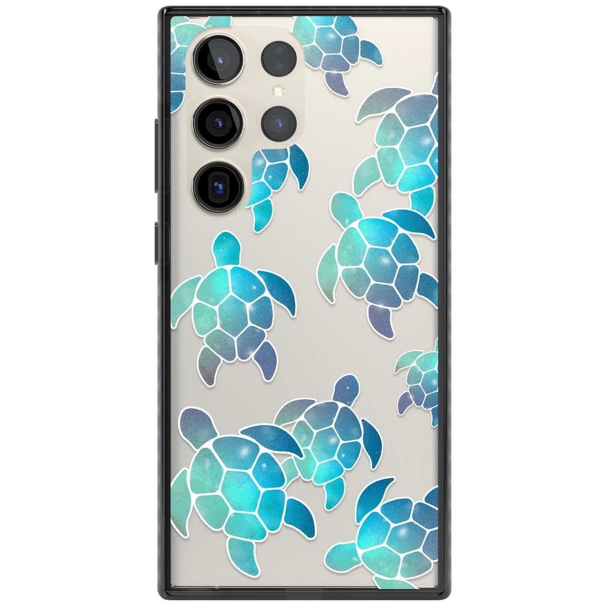 Aqua Space Turtles Samsung S22 Ultra / Samsung S23 Ultra / Samsung S24 Ultra Impact Black Phone Case front