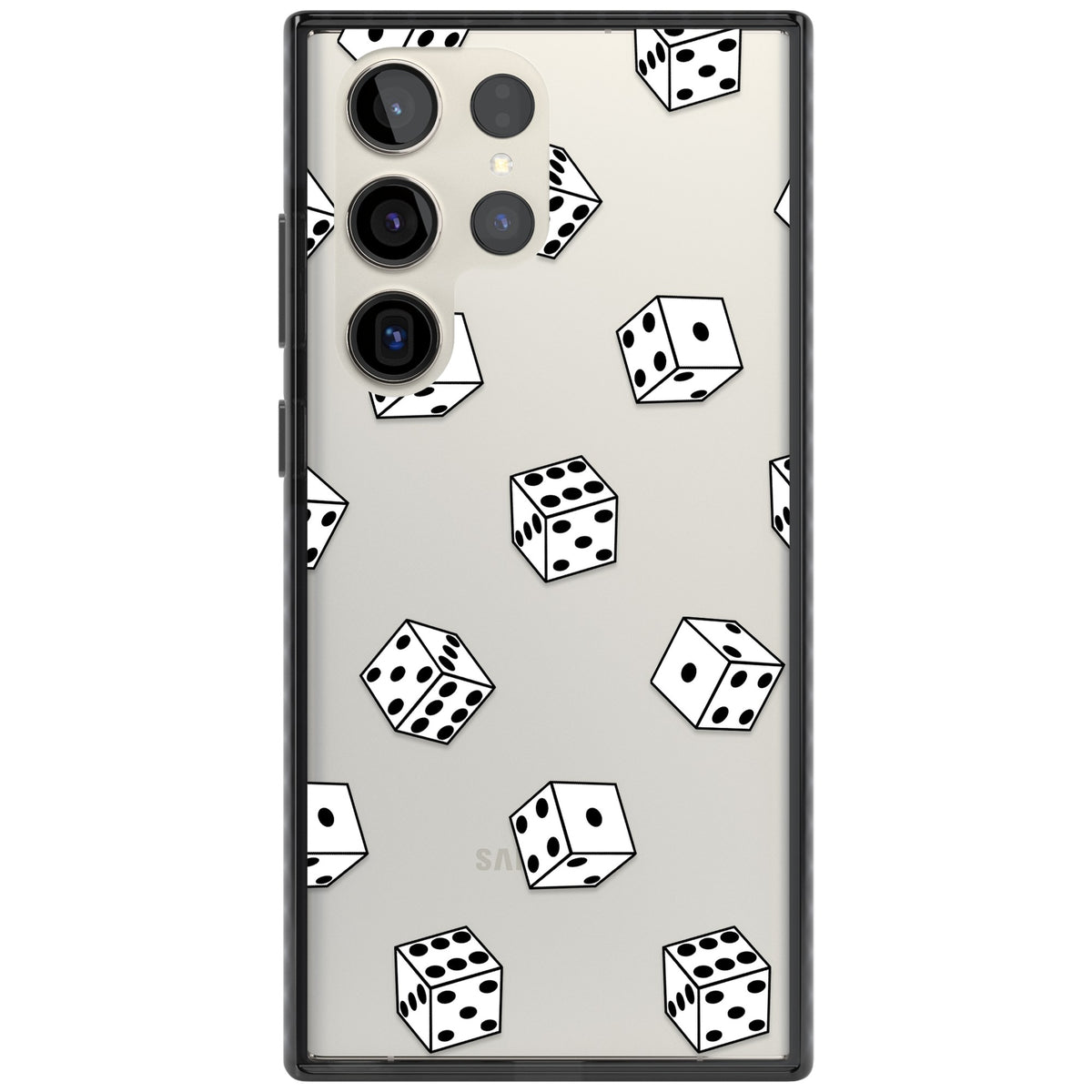 Clear Dice Pattern Samsung S22 Ultra / Samsung S23 Ultra / Samsung S24 Ultra Impact Black Phone Case front