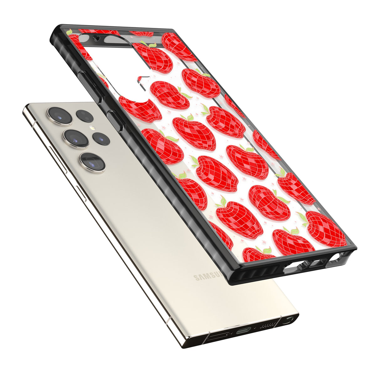 Disco Apples Samsung S22 Ultra / Samsung S23 Ultra / Samsung S24 Ultra Impact Black Phone Case angled