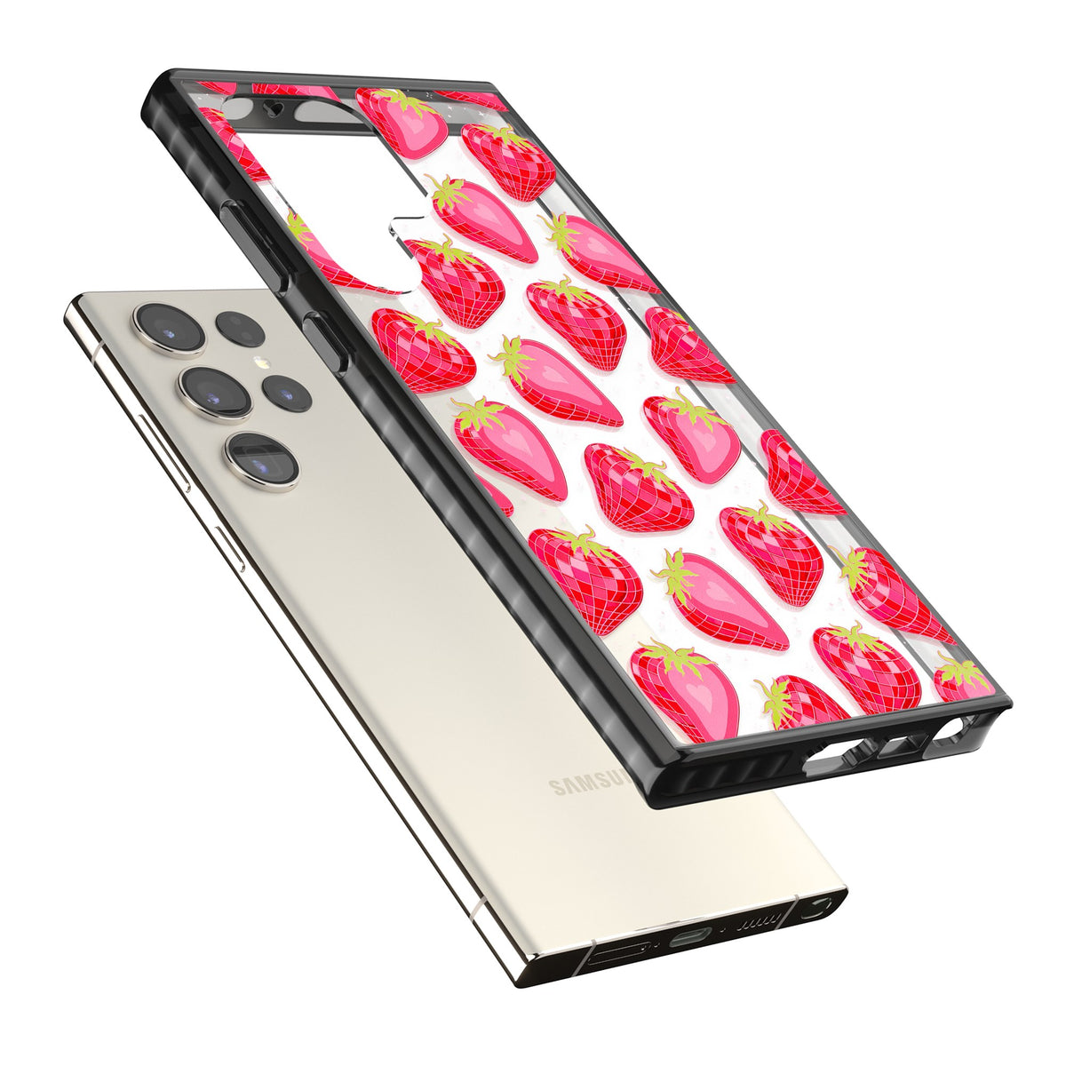 Disco Strawberry Samsung S22 Ultra / Samsung S23 Ultra / Samsung S24 Ultra Impact Black Phone Case angled