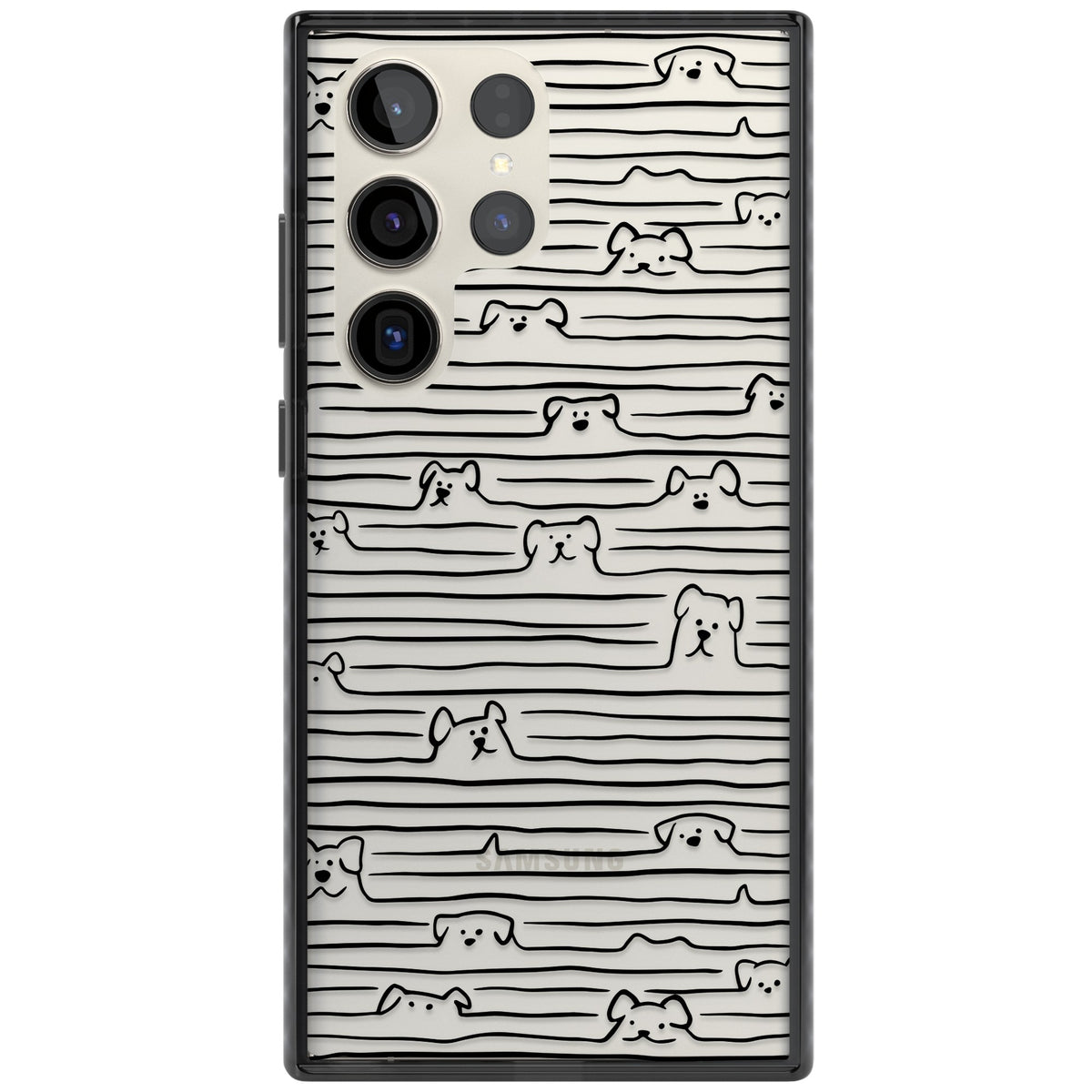 Dog Lines Samsung S22 Ultra / Samsung S23 Ultra / Samsung S24 Ultra Impact Black Phone Case front