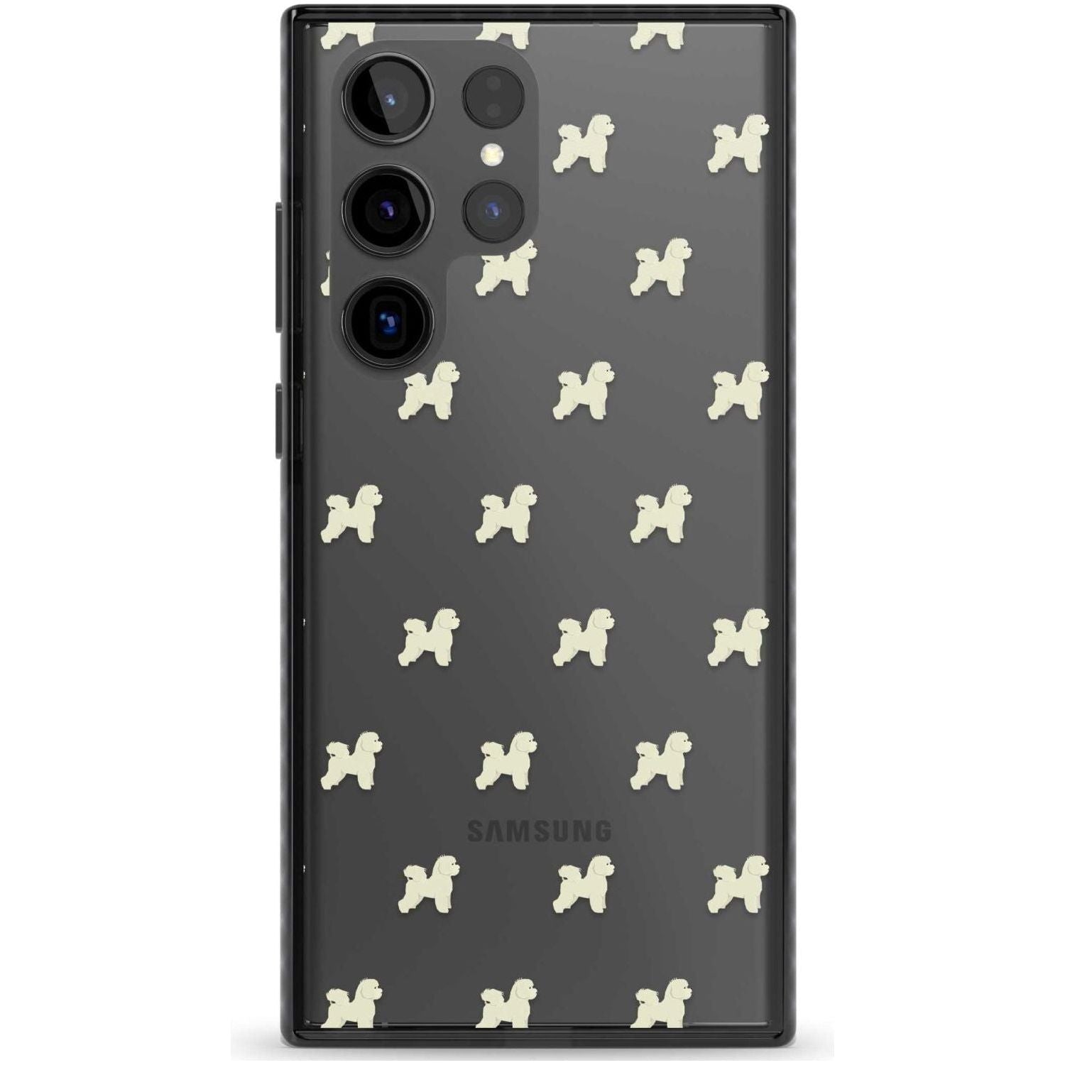 Bichon Frise Dog Pattern Clear Phone Case Samsung S22 Ultra / Black Impact Case,Samsung S23 Ultra / Black Impact Case Blanc Space