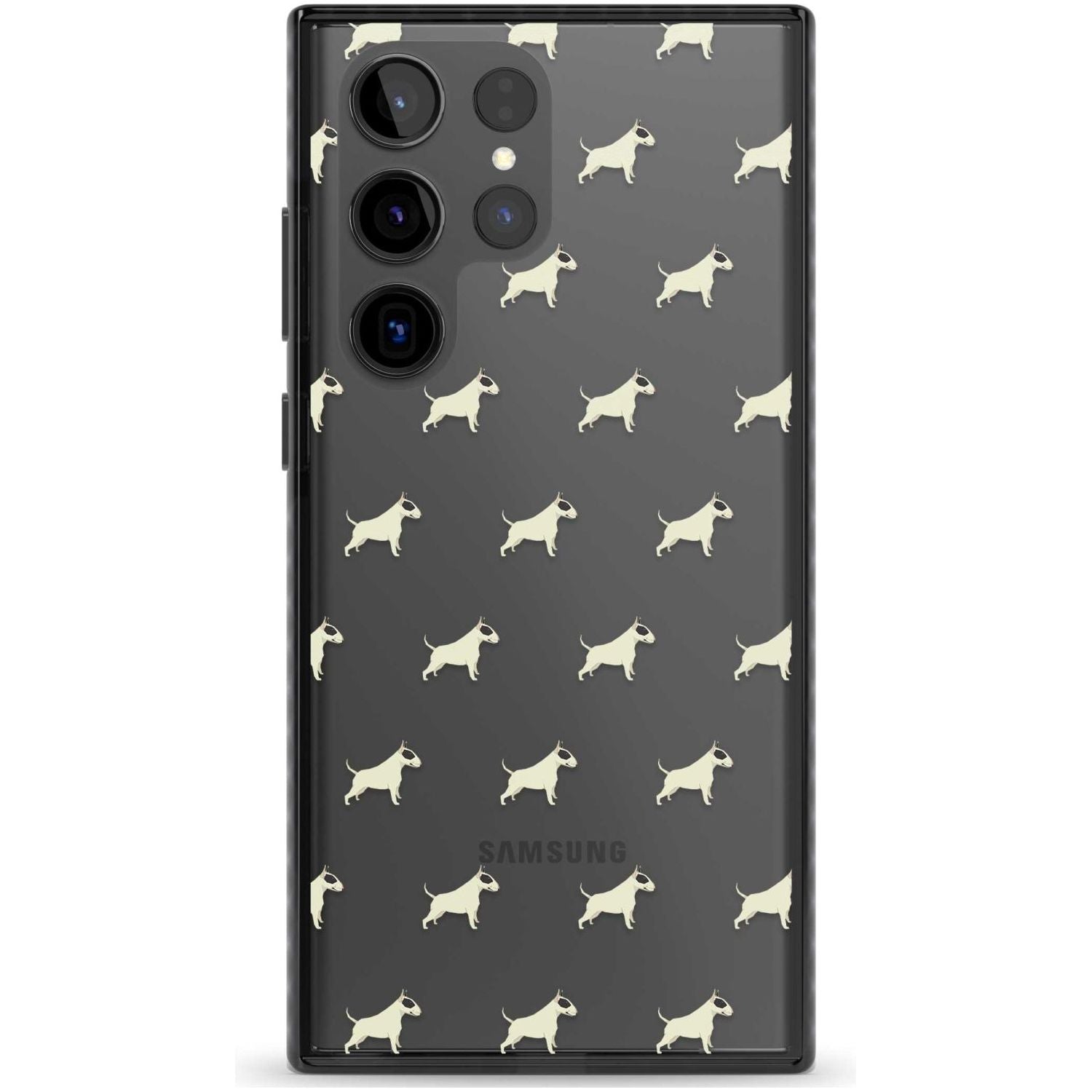 Bull Terrier Dog Pattern Clear Phone Case Samsung S22 Ultra / Black Impact Case,Samsung S23 Ultra / Black Impact Case Blanc Space