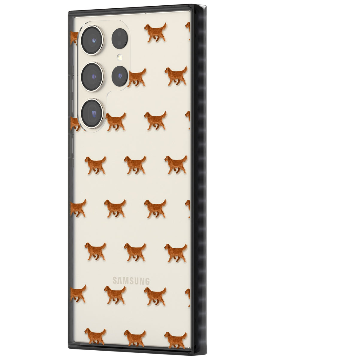 Golden Retriever Dog Pattern Clear Samsung S22 Ultra / Samsung S23 Ultra / Samsung S24 Ultra Impact Black Phone Case side