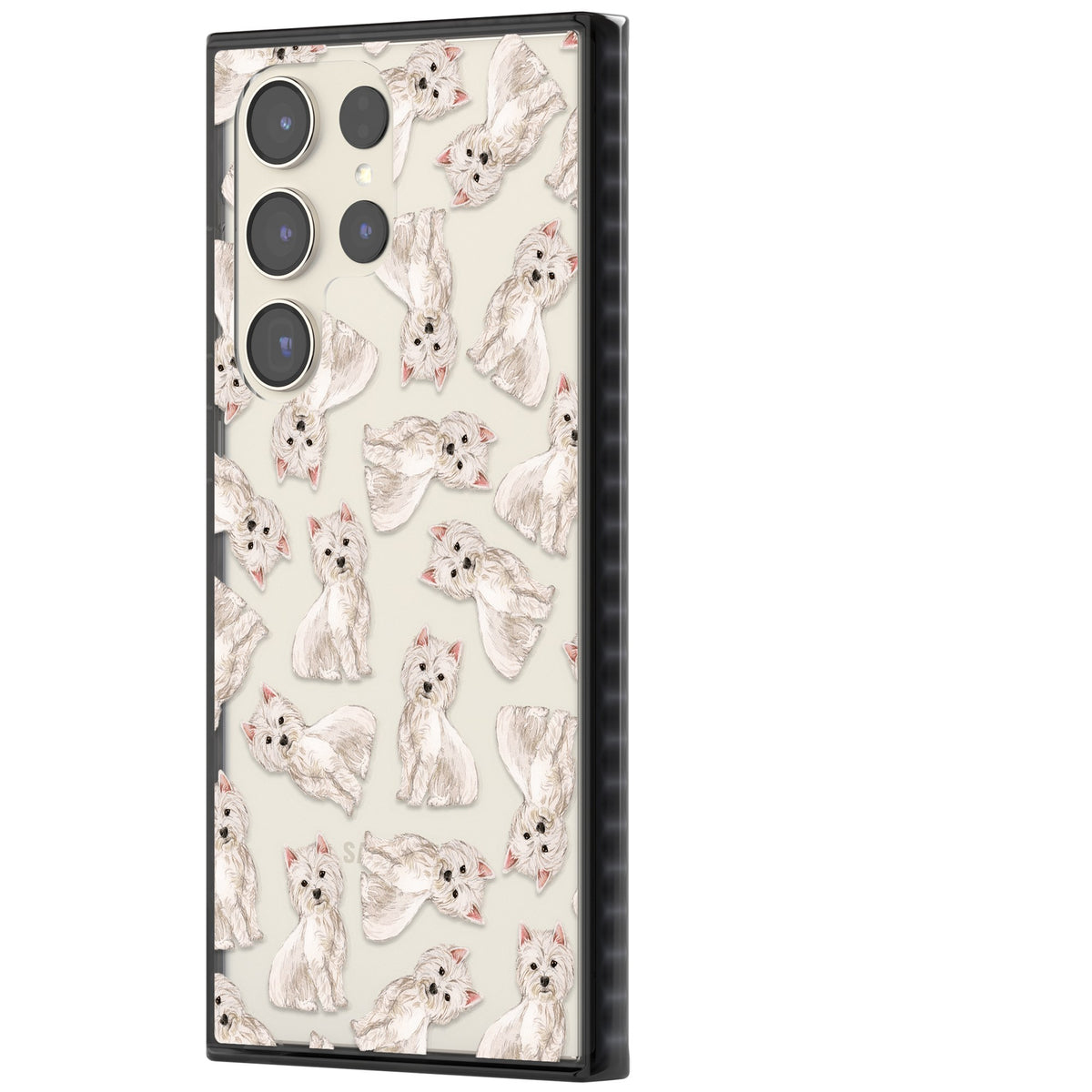 Westie Dog Pattern Samsung S22 Ultra / Samsung S23 Ultra / Samsung S24 Ultra Impact Black Phone Case side