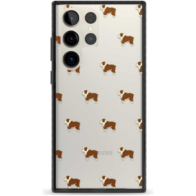 English Bulldog Dog Pattern Clear Phone Case Samsung S22 Ultra / Black Impact Case,Samsung S23 Ultra / Black Impact Case Blanc Space