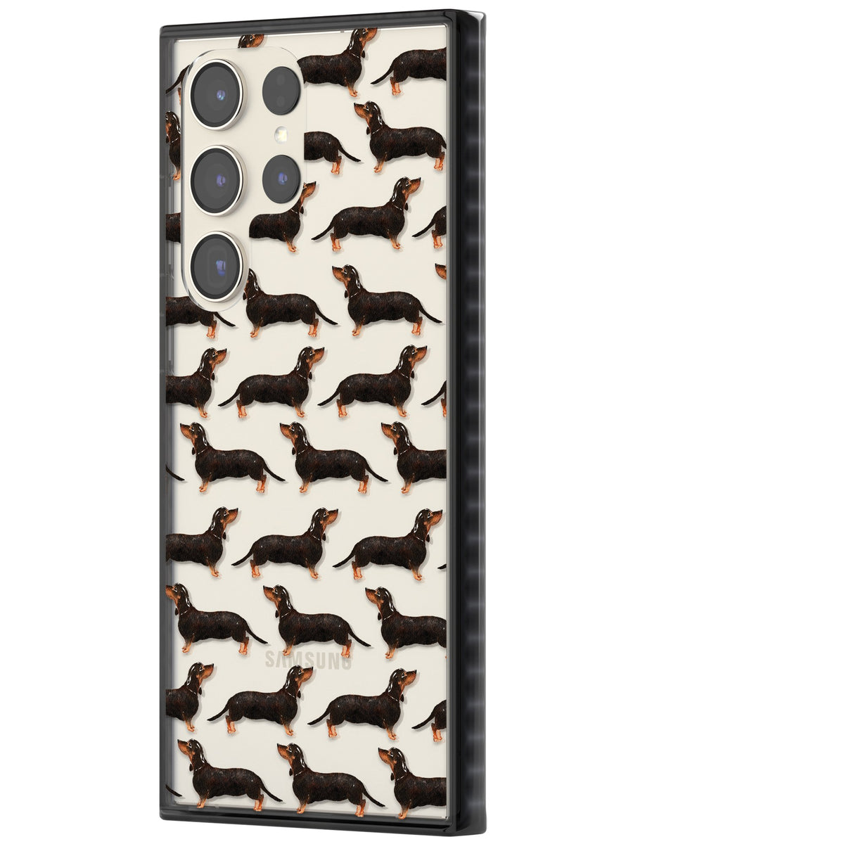 Dachshund Pattern Black Tan Samsung S22 Ultra / Samsung S23 Ultra / Samsung S24 Ultra Impact Black Phone Case side