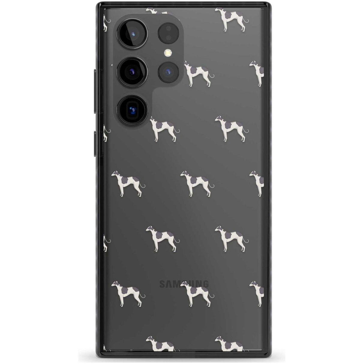 Greyhound Dog Pattern Clear Phone Case Samsung S22 Ultra / Black Impact Case,Samsung S23 Ultra / Black Impact Case Blanc Space