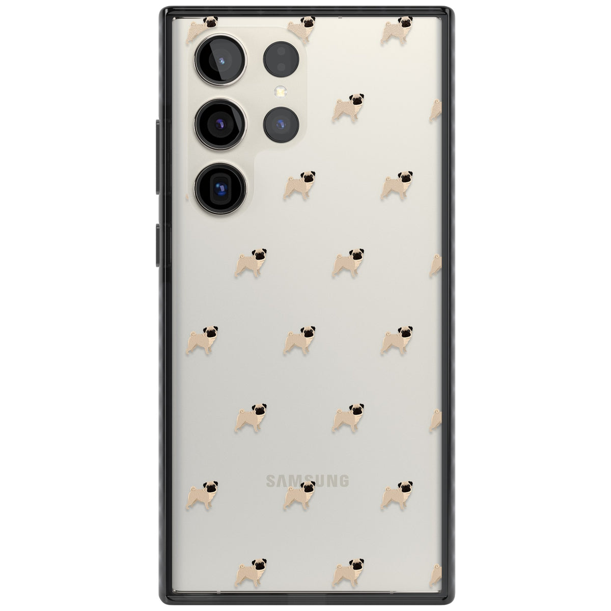 Pug Pattern Samsung S22 Ultra / Samsung S23 Ultra / Samsung S24 Ultra Impact Black Phone Case front