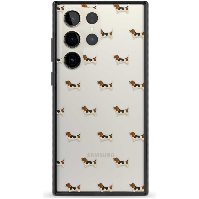 Basset Hound Dog Pattern Clear Phone Case Samsung S22 Ultra / Black Impact Case,Samsung S23 Ultra / Black Impact Case Blanc Space