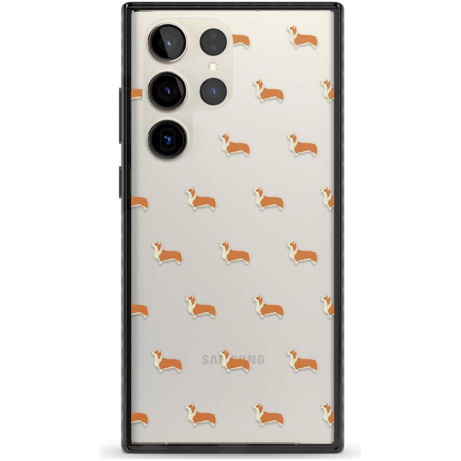 Pembroke Welsh Corgi Dog Pattern Clear Phone Case Samsung S22 Ultra / Black Impact Case,Samsung S23 Ultra / Black Impact Case Blanc Space