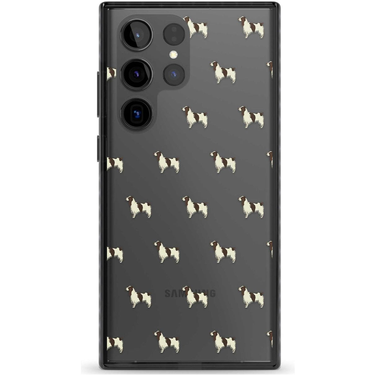 English Springer Spaniel Dog Pattern Clear Phone Case Samsung S22 Ultra / Black Impact Case,Samsung S23 Ultra / Black Impact Case Blanc Space