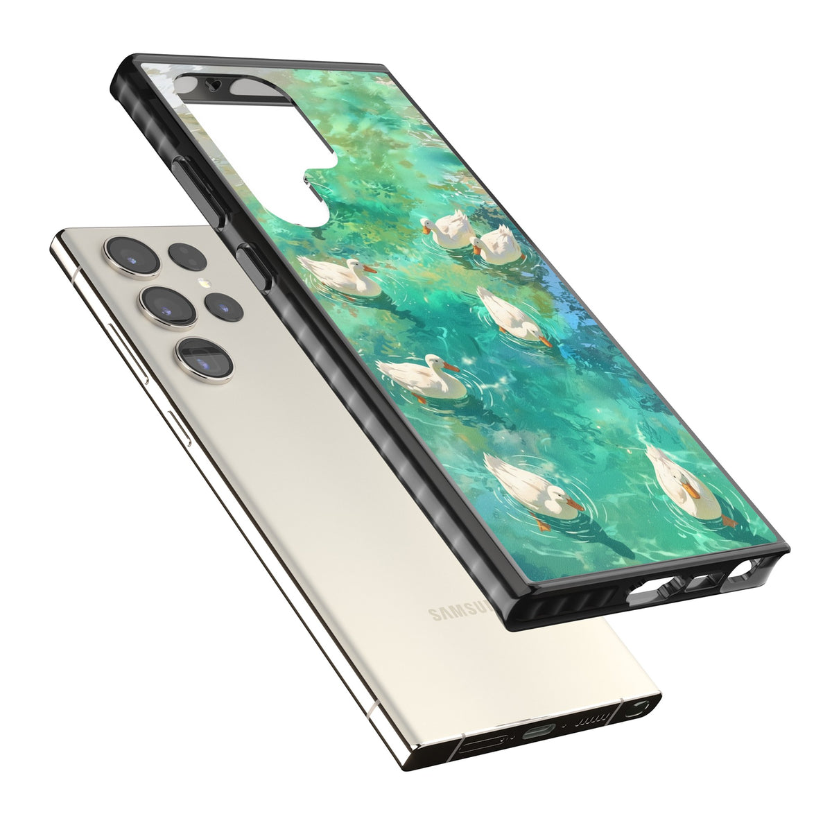 Ducks In The Pond Samsung S22 Ultra / Samsung S23 Ultra / Samsung S24 Ultra Impact Black Phone Case angled