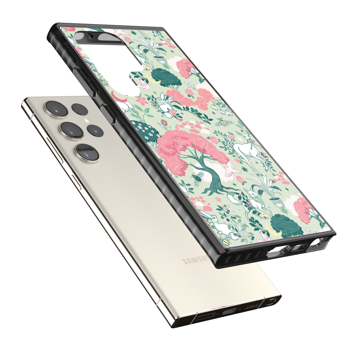Enchanted Woodland Samsung S22 Ultra / Samsung S23 Ultra / Samsung S24 Ultra Impact Black Phone Case angled