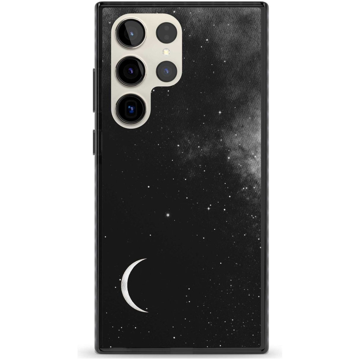 Night Sky Galaxies: Crescent Moon Phone Case Samsung S22 Ultra / Black Impact Case,Samsung S23 Ultra / Black Impact Case Blanc Space