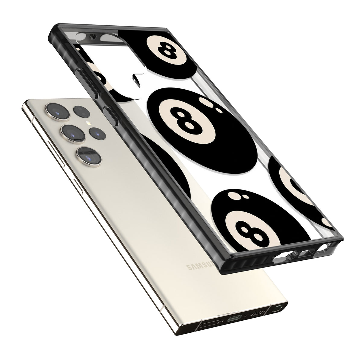 Eights Samsung S22 Ultra / Samsung S23 Ultra / Samsung S24 Ultra Impact Black Phone Case angled