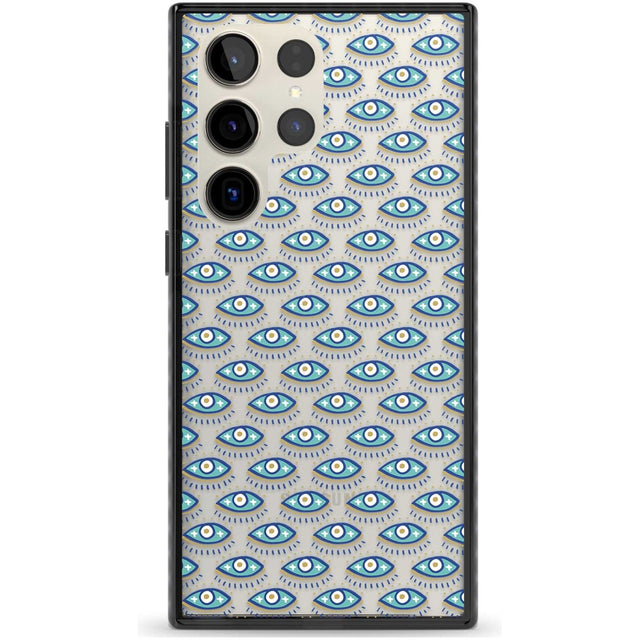 Eyes & Crosses (Clear) Psychedelic Eyes Pattern Phone Case Samsung S22 Ultra / Black Impact Case,Samsung S23 Ultra / Black Impact Case Blanc Space