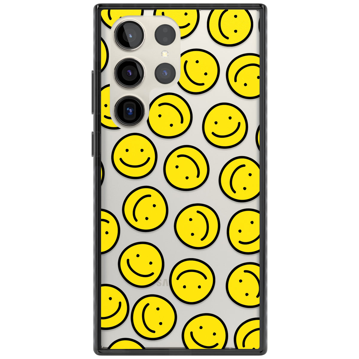 Smiley Face Pattern Samsung S22 Ultra / Samsung S23 Ultra / Samsung S24 Ultra Impact Black Phone Case front