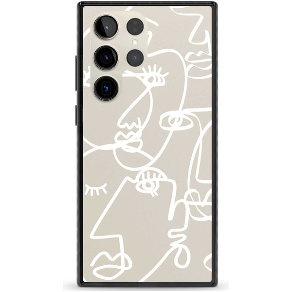 Abstract Line Art White Beige