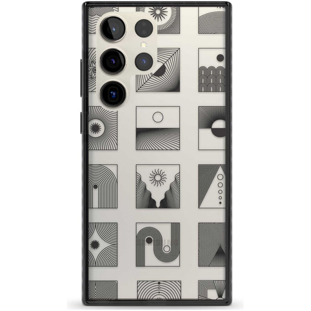 Abstract Lines: Mixed Pattern #2 Phone Case Samsung S22 Ultra / Black Impact Case,Samsung S23 Ultra / Black Impact Case Blanc Space