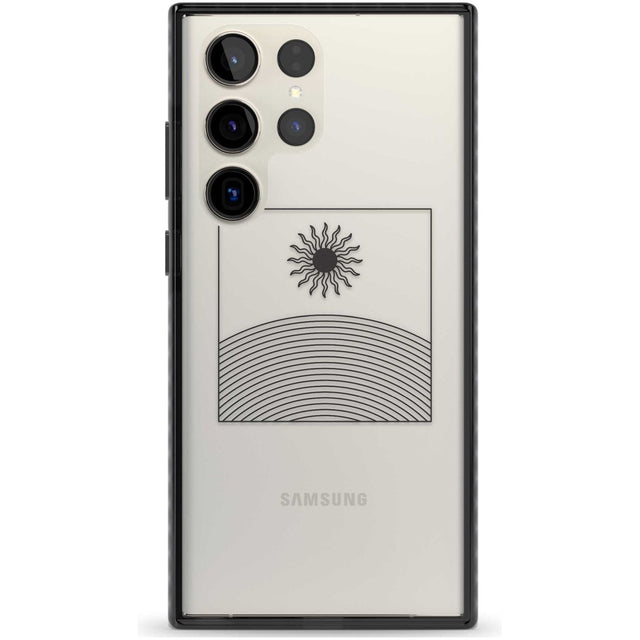 Framed Linework: Rising Sun Phone Case Samsung S22 Ultra / Black Impact Case,Samsung S23 Ultra / Black Impact Case Blanc Space