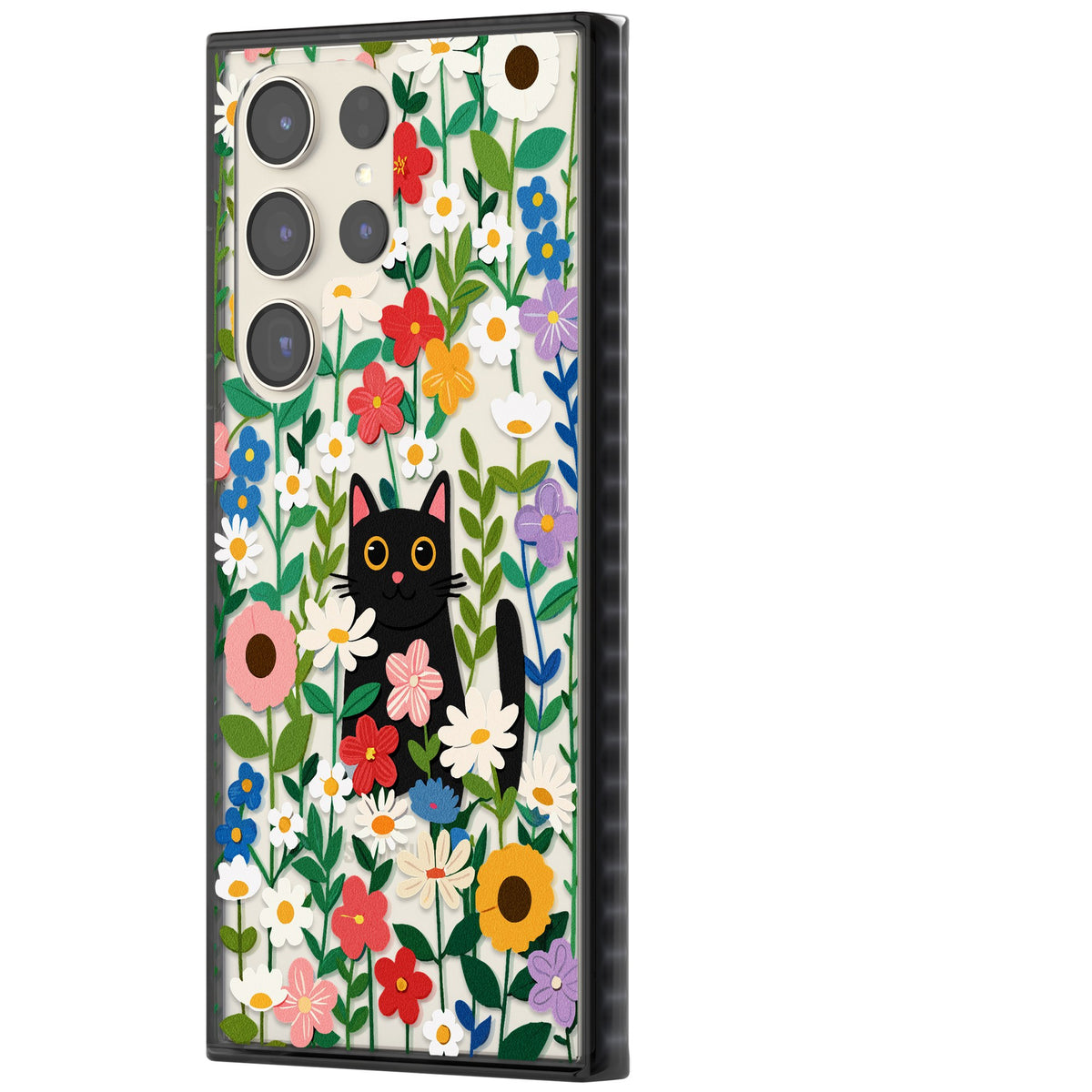 Whiskers & Wildflowers Samsung S22 Ultra / Samsung S23 Ultra / Samsung S24 Ultra Impact Black Phone Case side