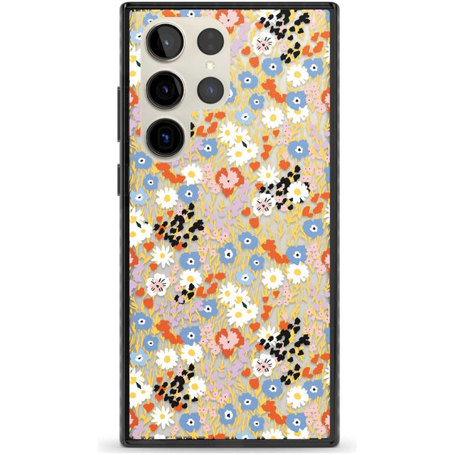 Busy Floral Mix: Transparent Phone Case Samsung S22 Ultra / Black Impact Case,Samsung S23 Ultra / Black Impact Case Blanc Space