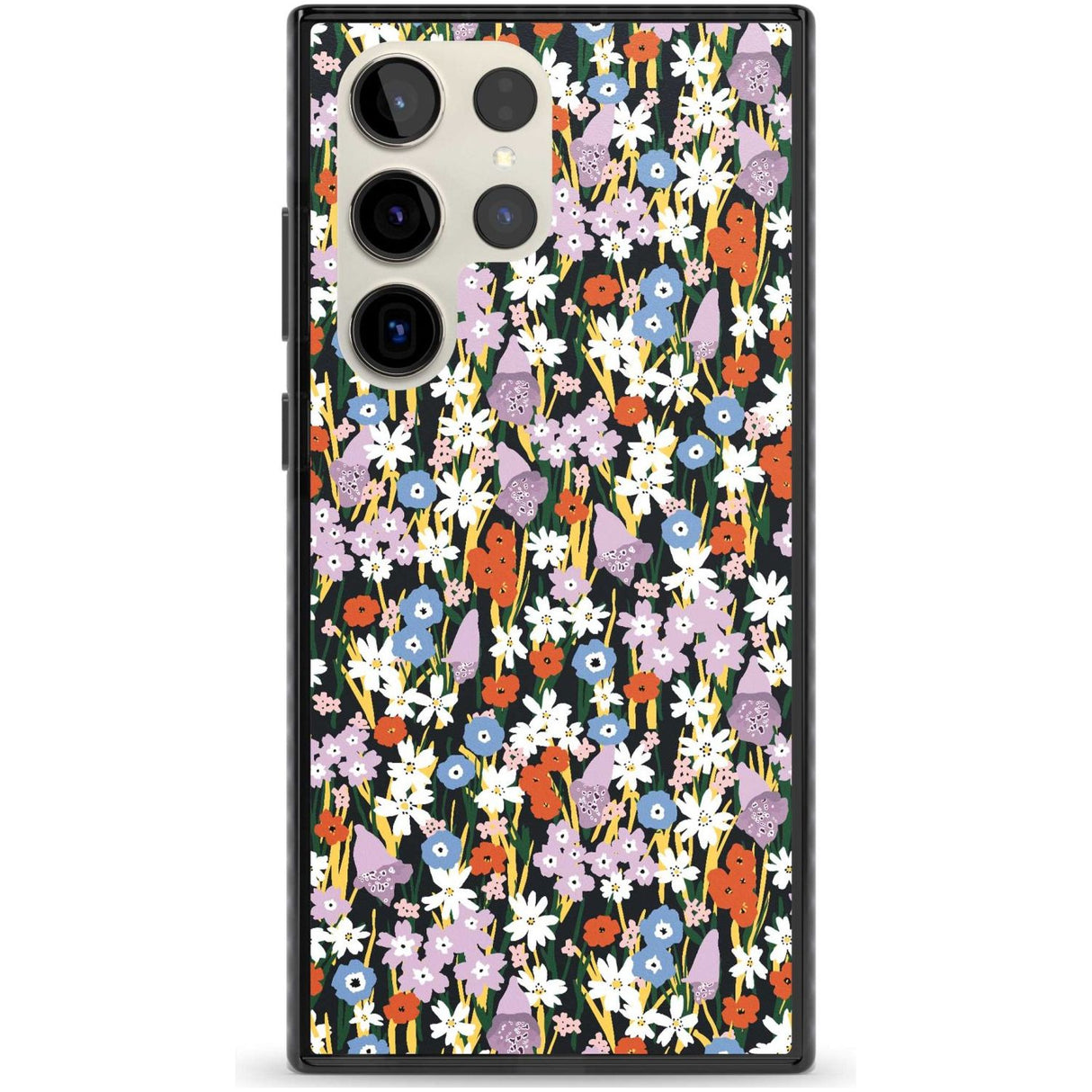 Energetic Floral Mix: Solid Phone Case Samsung S22 Ultra / Black Impact Case,Samsung S23 Ultra / Black Impact Case Blanc Space