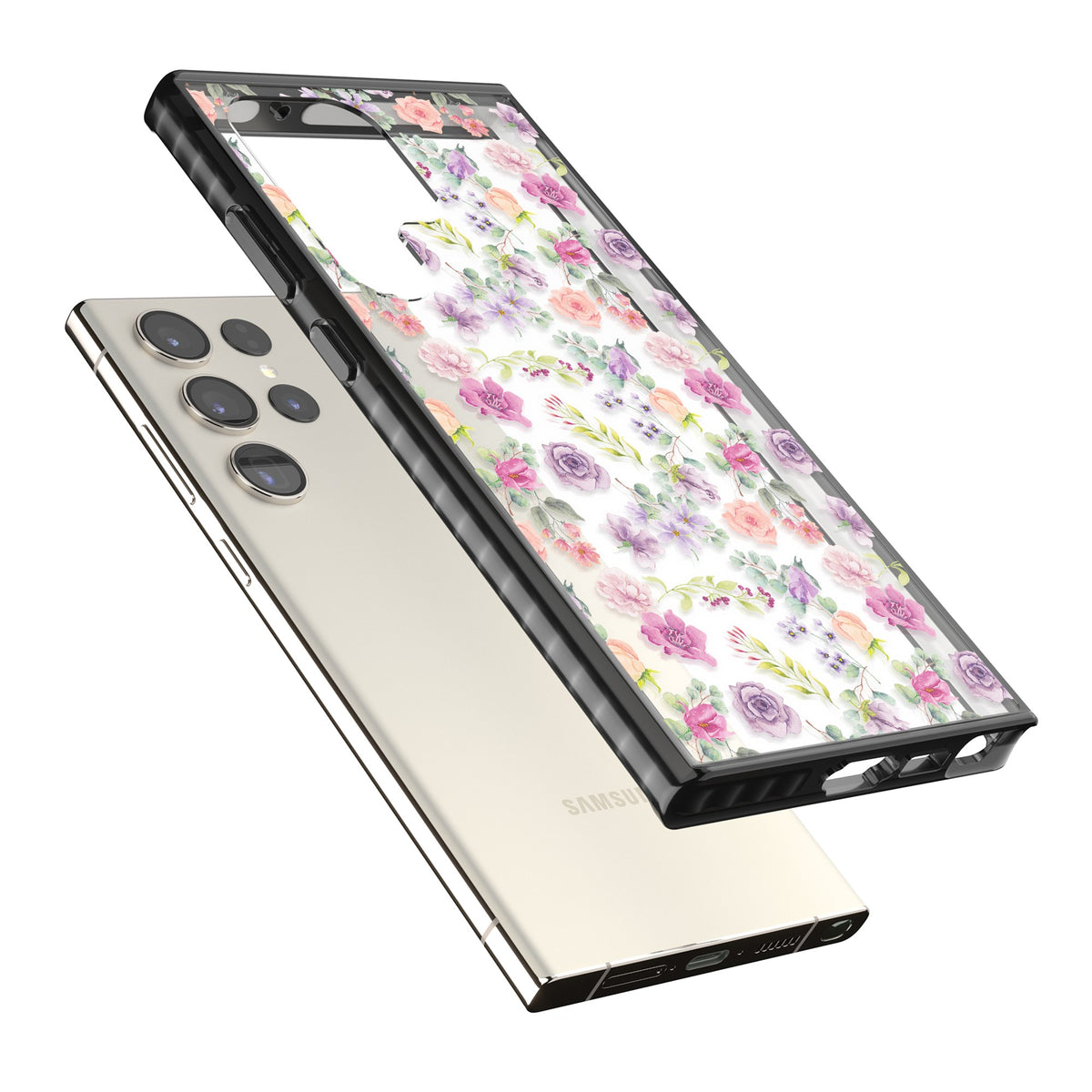 Sunday Flowers Samsung S22 Ultra / Samsung S23 Ultra / Samsung S24 Ultra Impact Black Phone Case angled