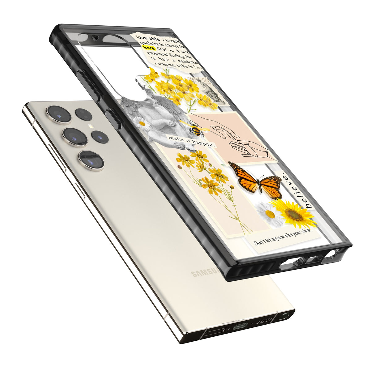 Yellow Wildflower Collage Samsung S22 Ultra / Samsung S23 Ultra / Samsung S24 Ultra Impact Black Phone Case angled