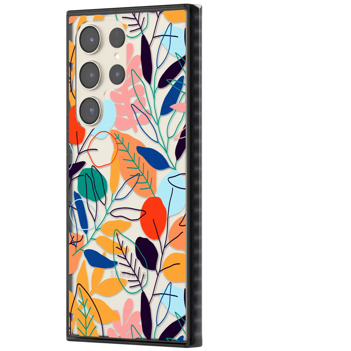 Flora Lines Samsung S22 Ultra / Samsung S23 Ultra / Samsung S24 Ultra Impact Black Phone Case side