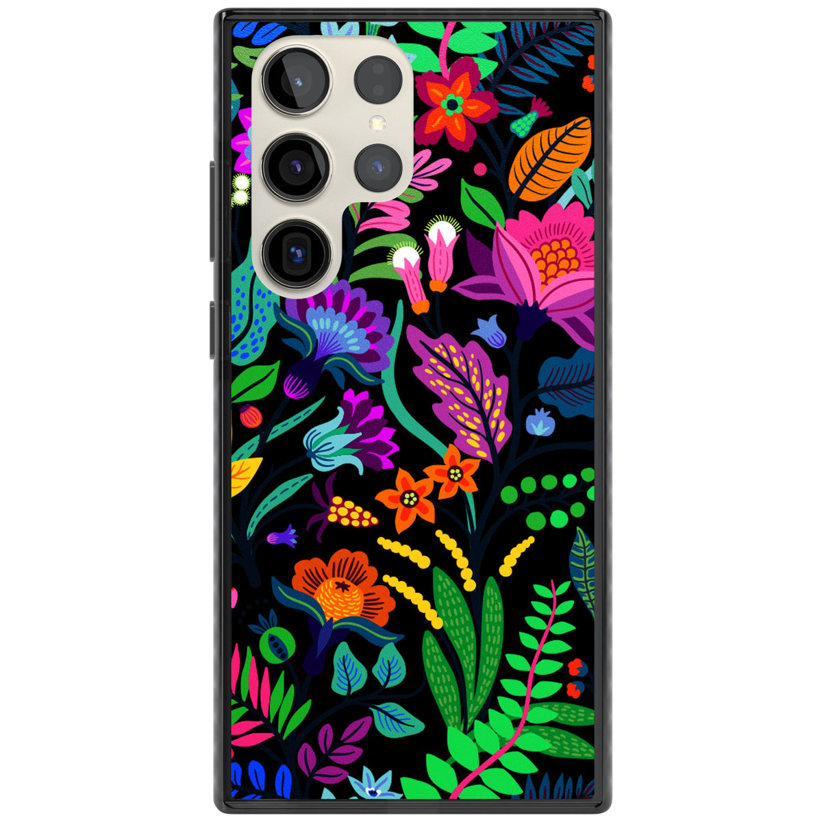Floral Vibe (Black) Samsung S22 Ultra / Samsung S23 Ultra / Samsung S24 Ultra Impact Black Phone Case front